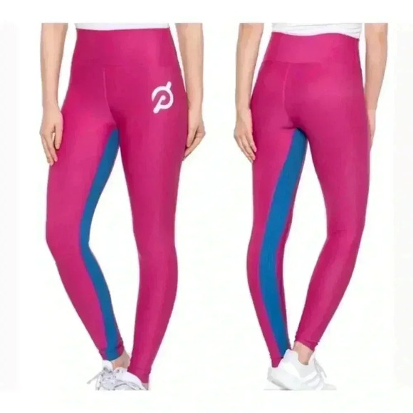 NWT Peloton Show Up Rib High Waist Leggings Pink/Blue - Women’s Small - Picture 1 of 7